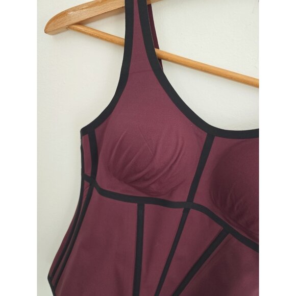 Honeylove Boldness Tank Compression Top Shapewear Wireless Cups Burgundy Red XL - Picture 5 of 11